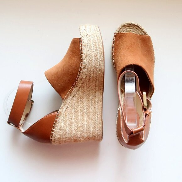 Marc Fisher Adalyn Brown Suede & Leather Platform Espadrille Ankle Strap Sandals - Picture 13 of 16